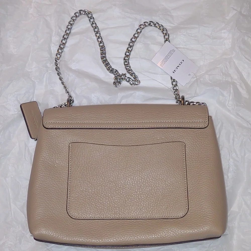 COACH Tammie Shoulder Bag with Floral Whipstitch in Taupe/Silver - Picture 14 of 14